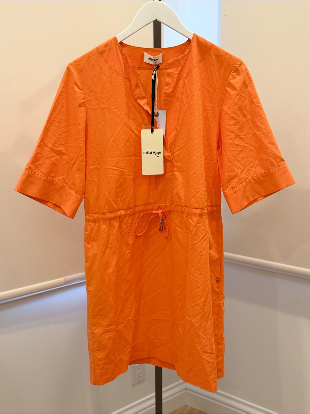 ottod'Ame Short Drawstring Poplin Dress - Spritz